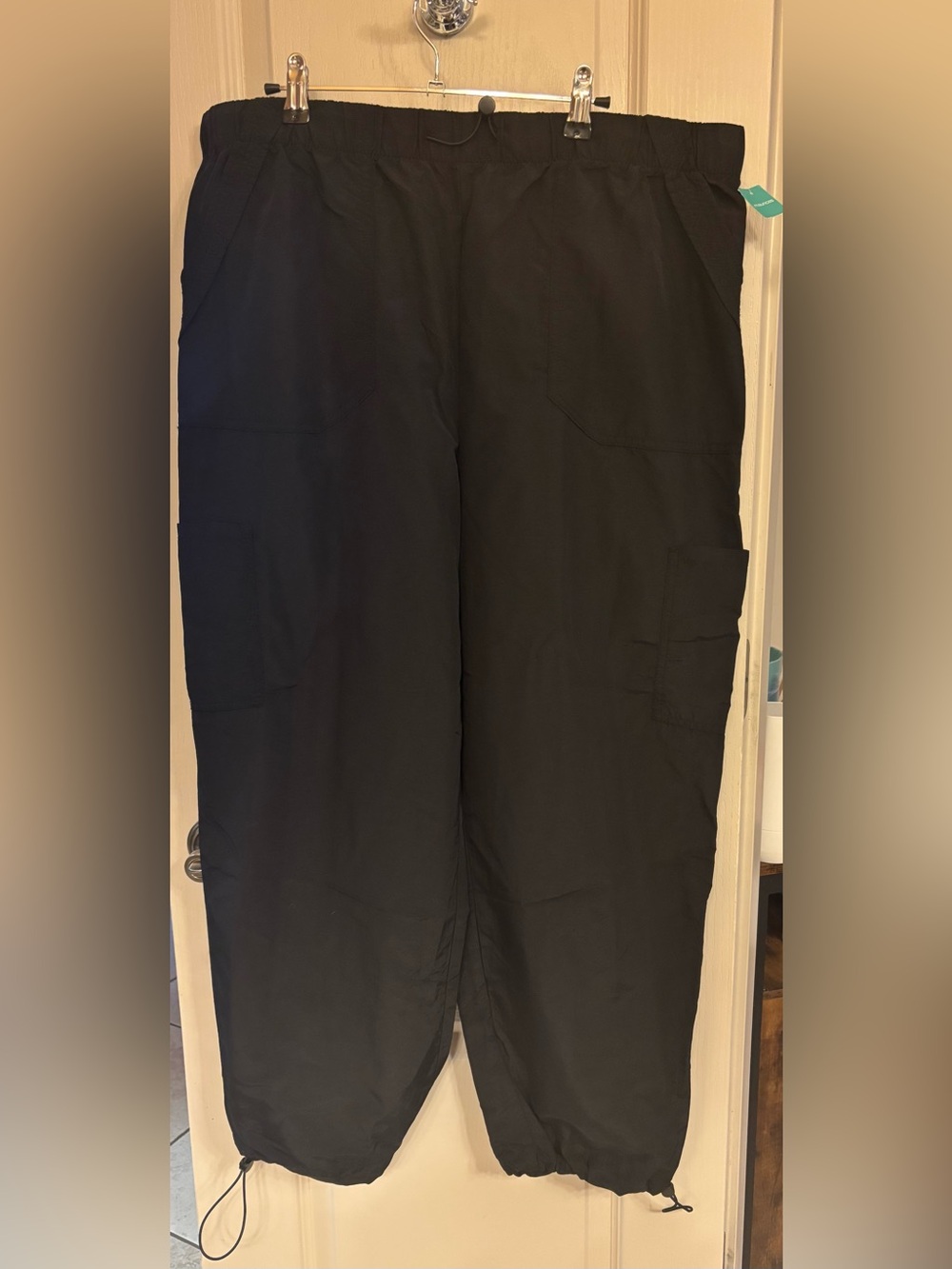 Maurices Black Windbreaker Cargo Pants with Side Pockets and Waist/Ankle Cinches